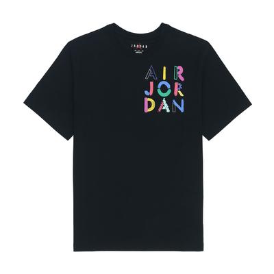 Jordan Buntes Logo Print Rundhals Kurzarm T-Shirt Herren Tops Schwarz DM3079-010