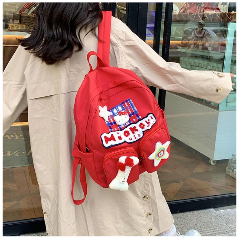 New Versatile Elementary School Backpack Women's Red Cute Cat Soft Girl Student Backpack Niche Star School Bag