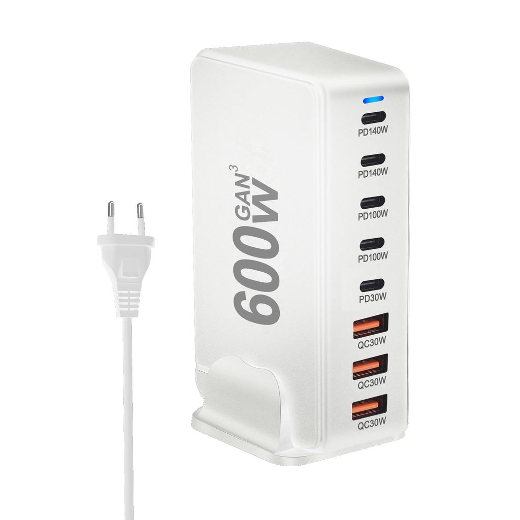 NEW 600W Gan Fast Charge 3.0 USB Type C Fast Charger Mobile 8-port 5C3A PD Charger Convenient To Carry Tablet Charger