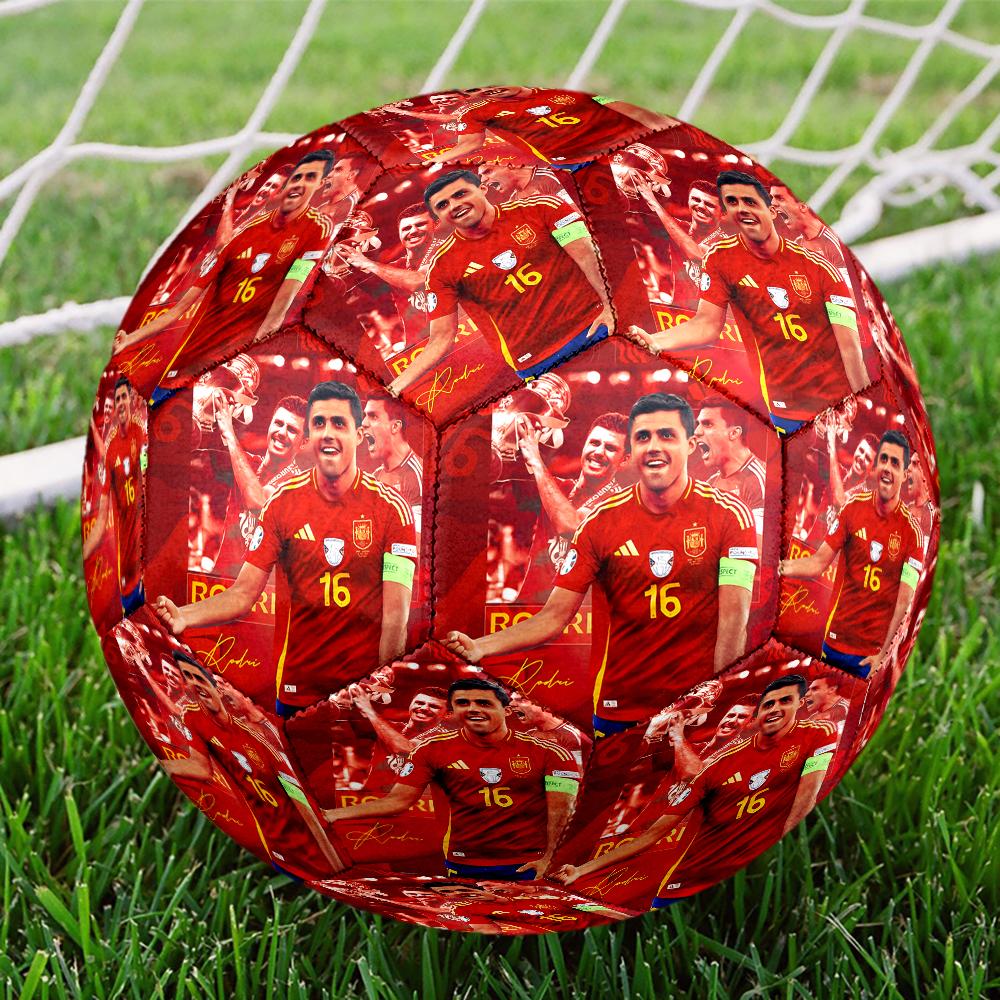 Spain's Rodri Celebration Size 5 Soccer Balls, Anti-Slip, Protective Football, Outdoor Sport, a Unique Gift Suitable for Him/her, Birthdays