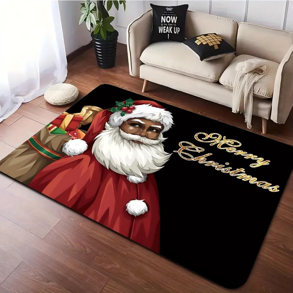

Рождественский Санта-Клаус принт коврики нескользящие фланелевые ковры для дома гостиная диван ковер спальня рождественский декор напольные коврики 40X60cm-16x24in