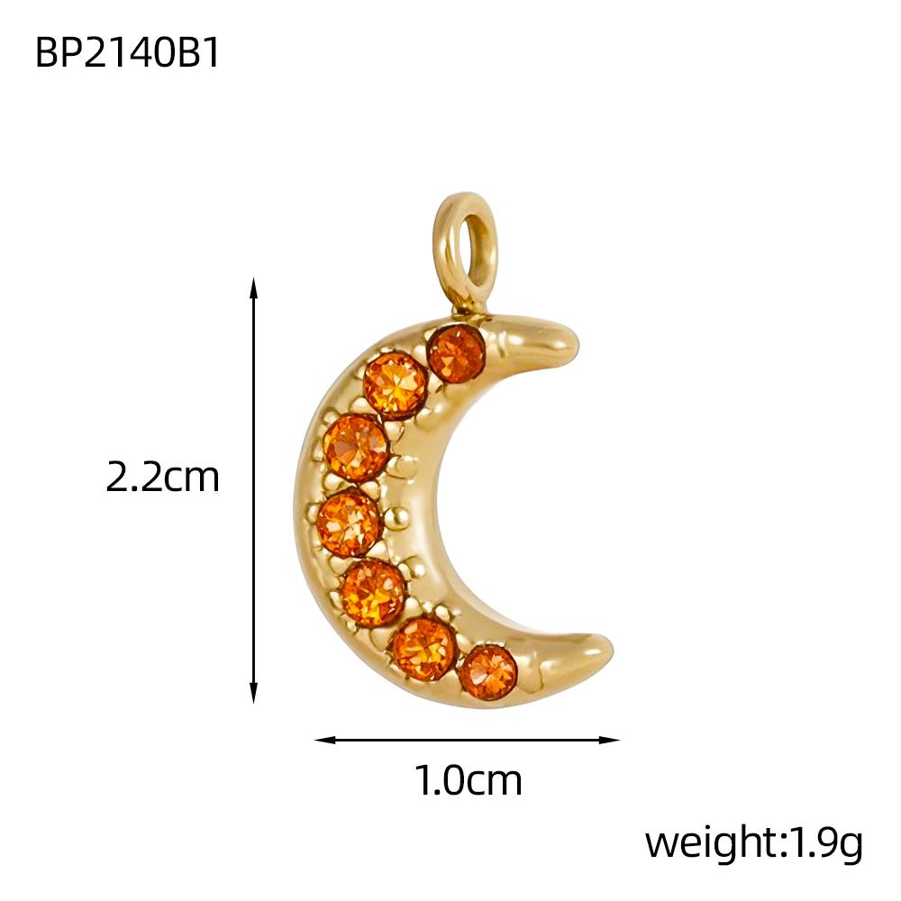 CARLIDANA DIY Handmade Moon Stars Colorful Zircon Accessories Charm Stainless Steel Gold Plated Pendant Fashion Jewelry Necklace