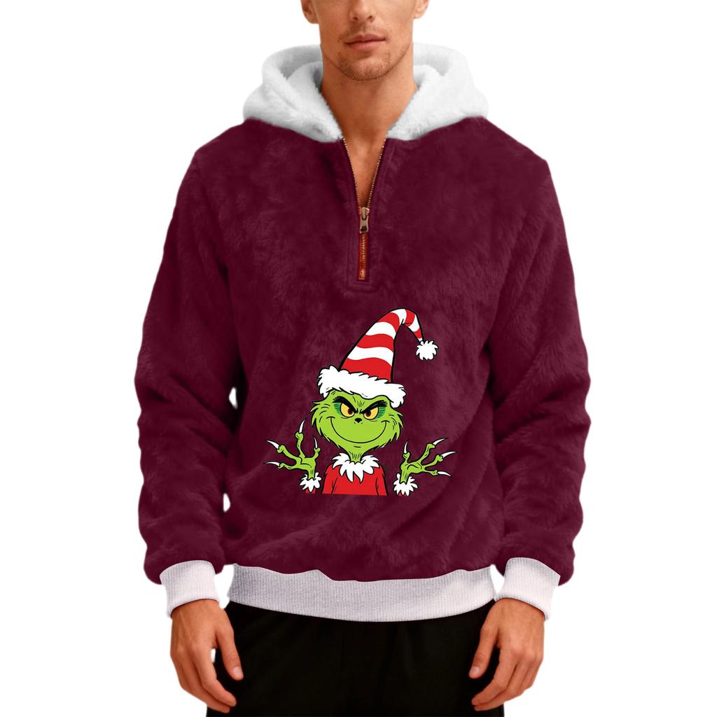 Men's  Plush  Half  Zipper  Hooded Hood  Hoodie