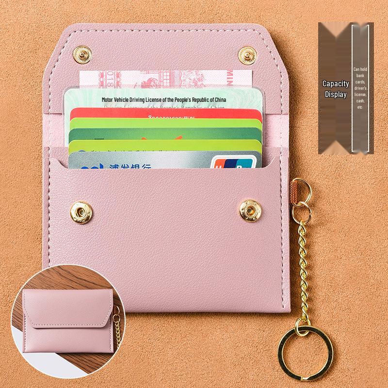 Women's Ultra-Thin Card Holder & Coin Purse Keychain - Compact Multifunctional ID & Business Card Organizer