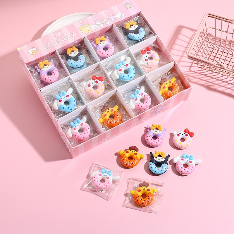 Kuromi & Friends Detachable Cartoon Donut Erasers - Sanrio Character Gift Set