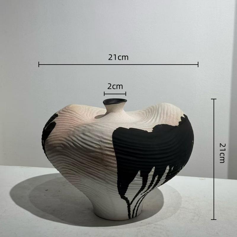 Ceramic Vase Irregular Ink Flow Flower Vase Handmade Porcelain Pot Ceramic Handicrafts Flowerpot Home Decoration Accessories