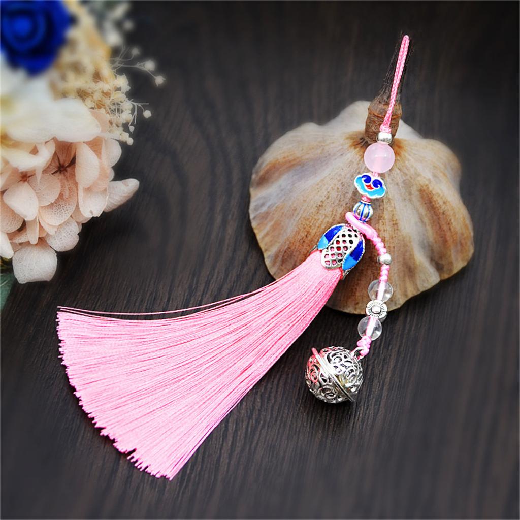 Exquisite Handmade Vintage Tassels Charm Bell Pendant Hanging Rope Ornament for Bags Or Keys Car Interior Decoration
