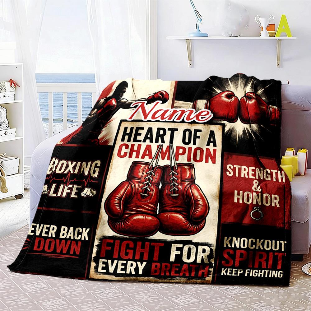 Boxing Life Home Blanket Customize Your Names Comfort Softness Lightweight Multipurpose Blanket For Picnics Sofas Offices Beds Living Rooms Suitable
