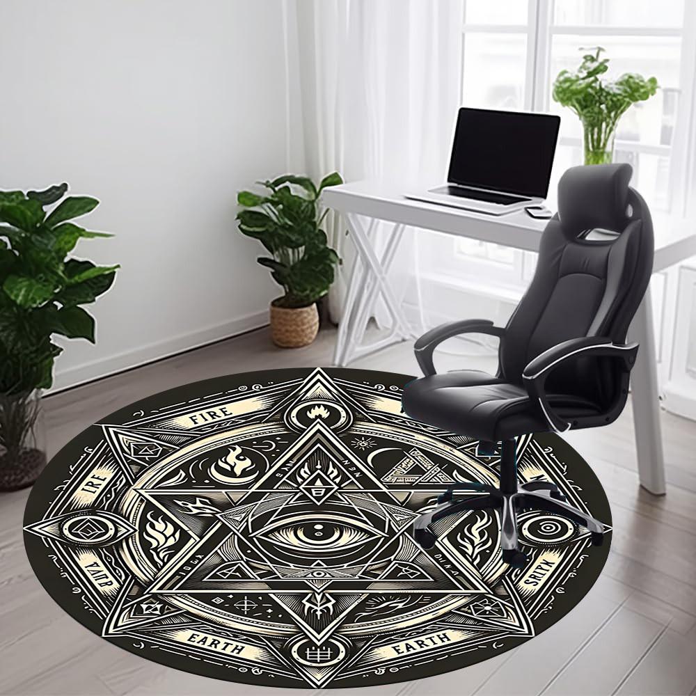 1PC Mystic Symbols Office Round Area Rug, Mat Suitable For Office, Under Office Chairs Bedroom Living Room Home Decor, Room Deco