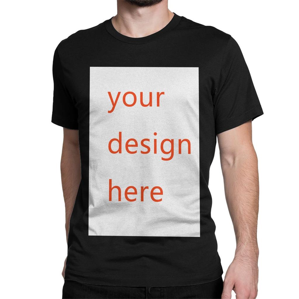 DIY YOUR LOGO Customized Your OWN Design T Shirts Men 100% Cotton Double Print T-Shirts Round Collar Tee Shirt New Clothes