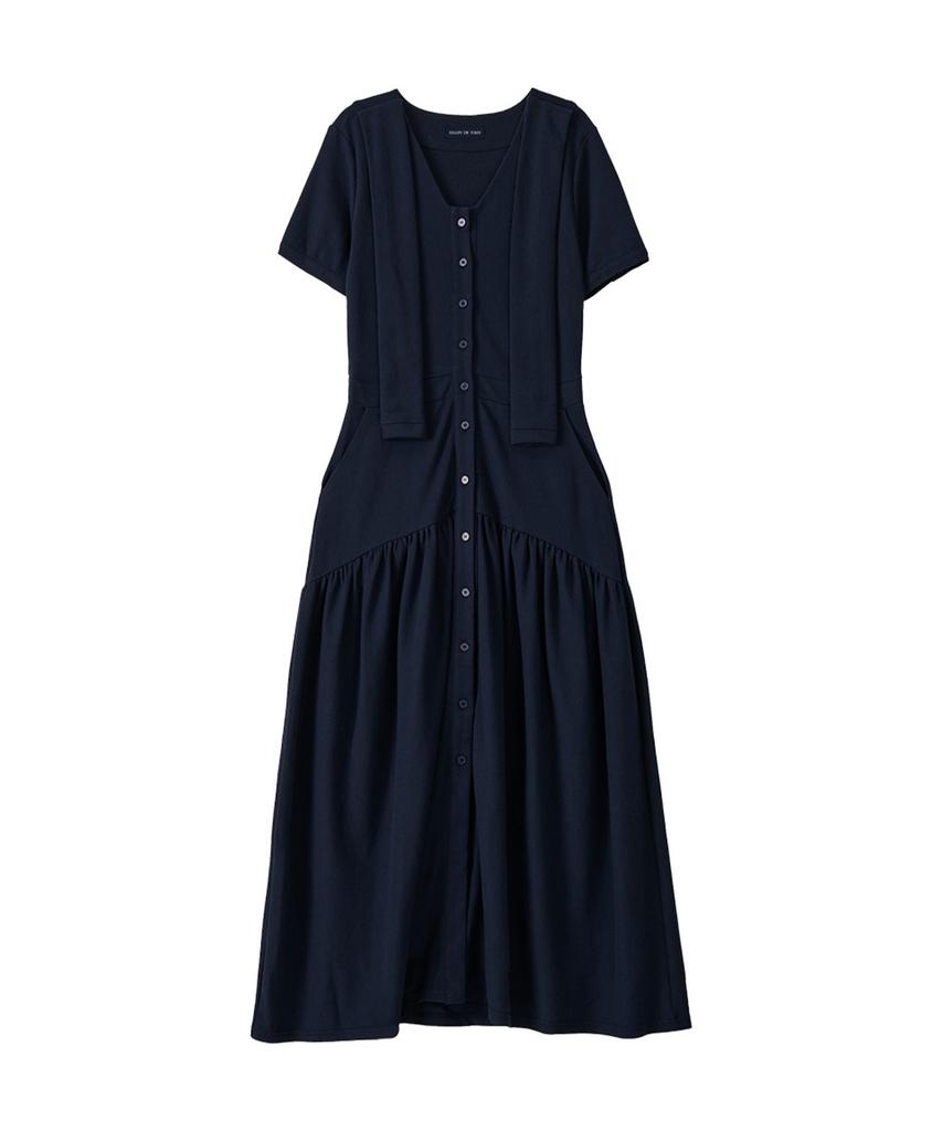 Salon De Yon Shawl Layered Long Dress_ Navy