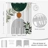 Boho Mid Century Shower Curtain,Sage Green Leaves Abstract Geometric Shower Curta for Bathroom Waterproof Fabric Bathroom Shower Curtain Set with