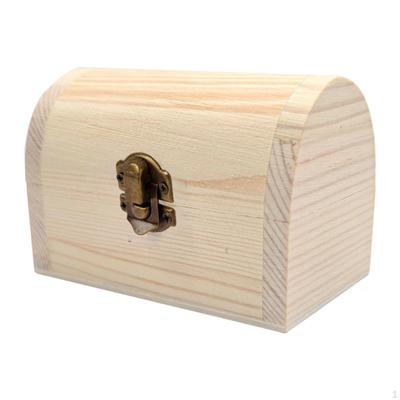 Cofre Decorativo de Madera sin Acabar, Caja de Joyería Simple, Caja de Madera sin Pintar para Artes, Fiestas,