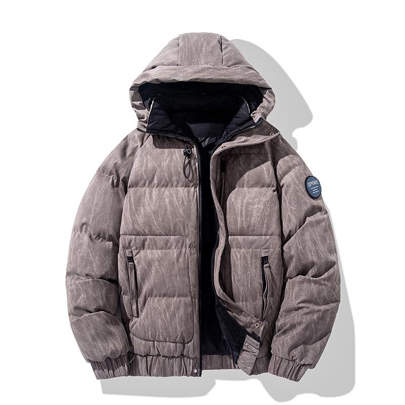 Men s 2025 Autumn/Winter Hooded Cotton Jacket with Velvet Lining 2XL