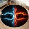 Ice Fire Sports Round Area Rug,Carpet Rug for Living Room Bedroom Sofa Playroom Decor,Non slip Floor Mat