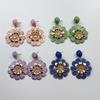 European & American Bohemian Geometric Rattan Earrings - Handmade, Woven Round Design for Women, Perfect for Holiday Style