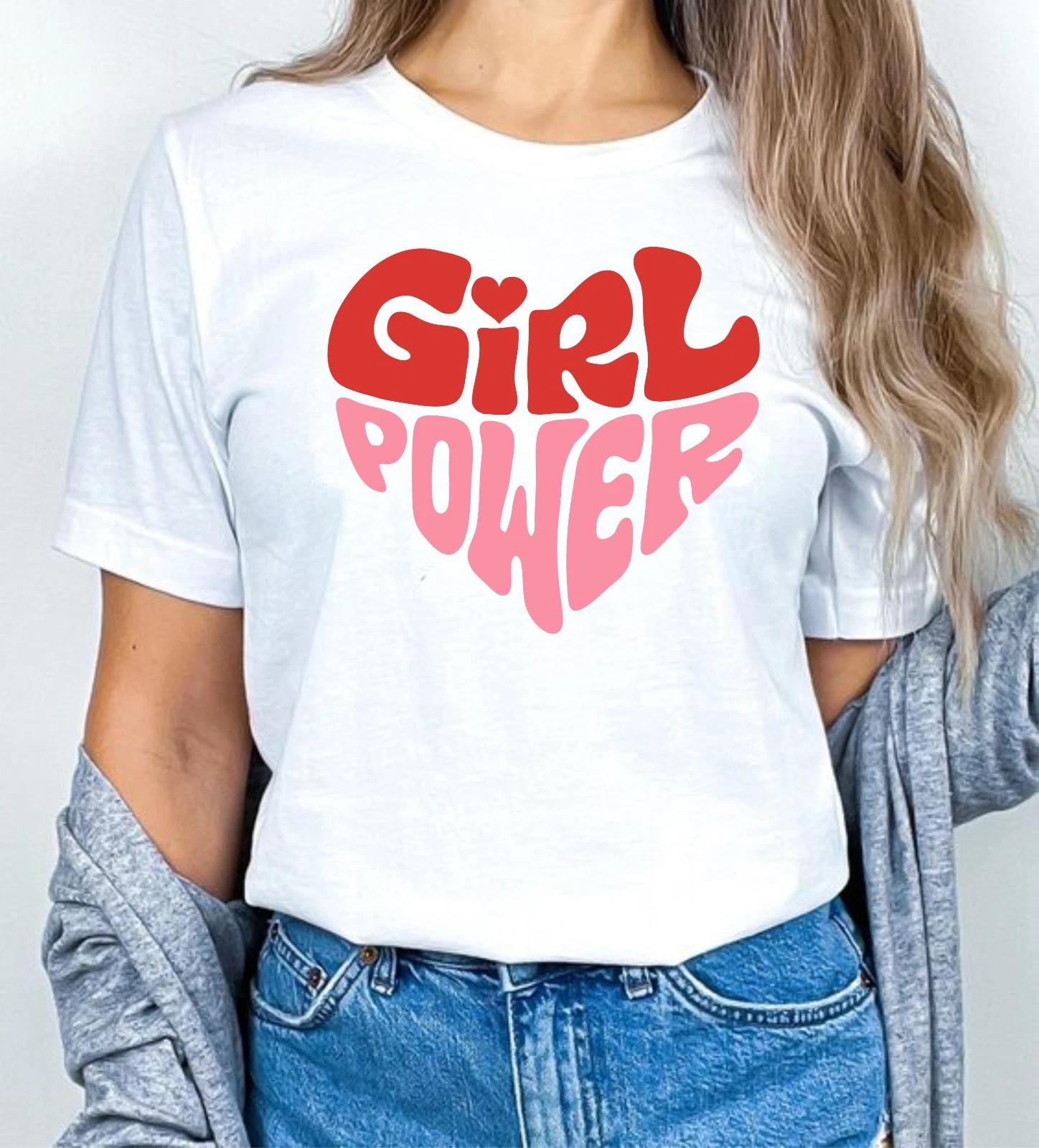 Girl Power T-Shirt Feminist Women’s T-Shirt Gift Cool Hen Ladies Tee Top 4XL