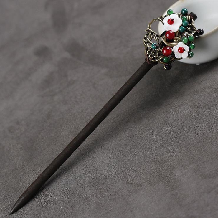 Retro Walking Hairpin, Ancient Hanfu Fringed Headdress, Hairpin, Court Classical Disc Hair, Wooden Hairpin, Hair Accessories