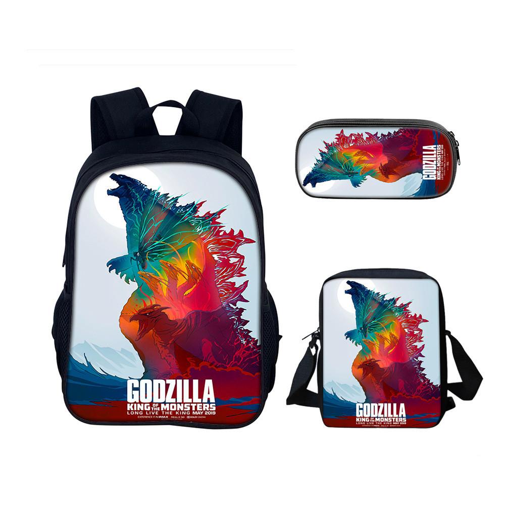 Godzilla Backpack Set With Nylon Material For School And Travel Use