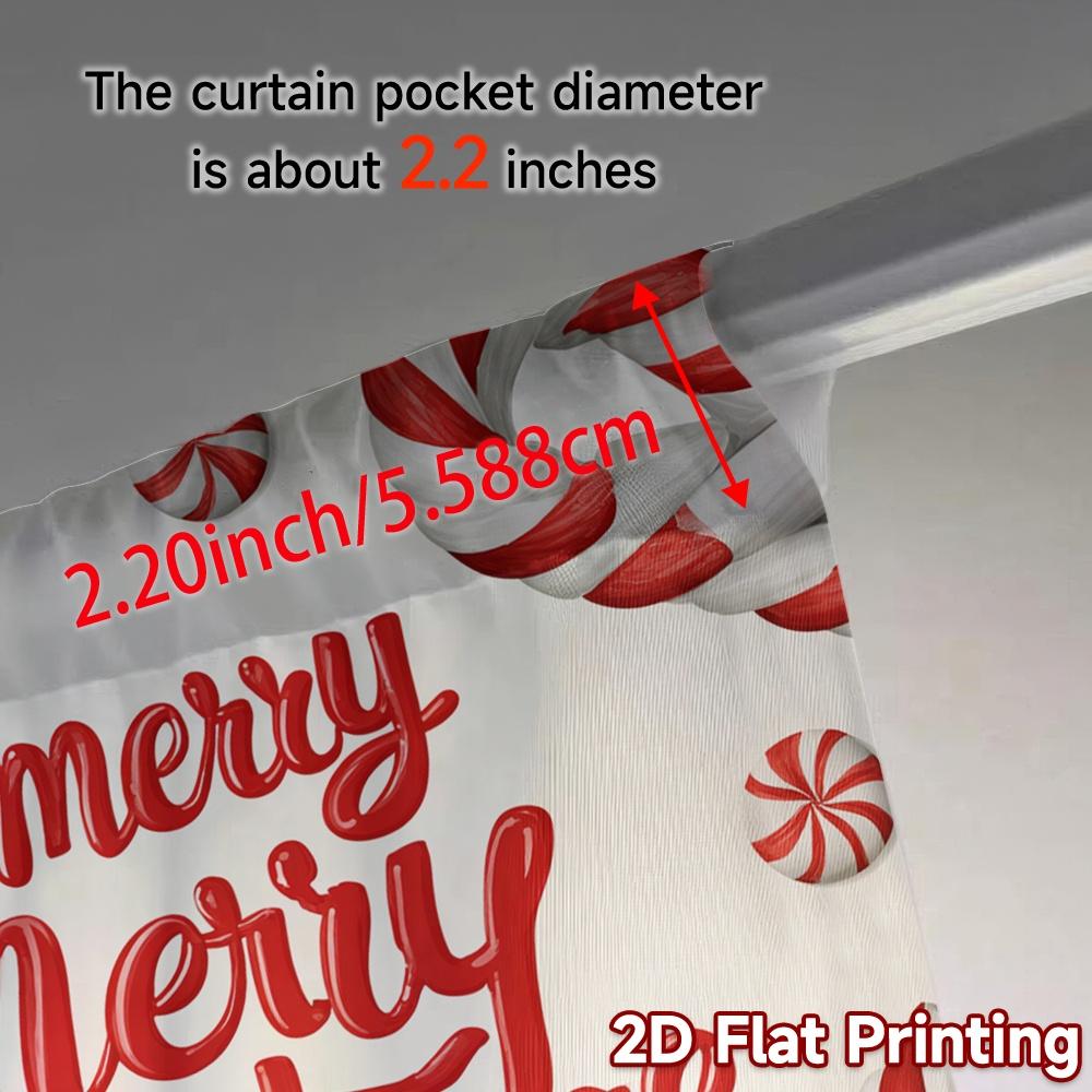 2D Flat Printing  JIT 2pcs   Curtains (Without Rod) Candy Cane Cheer Pattern Modern Curtains Versatile Durable Polyester Curtains