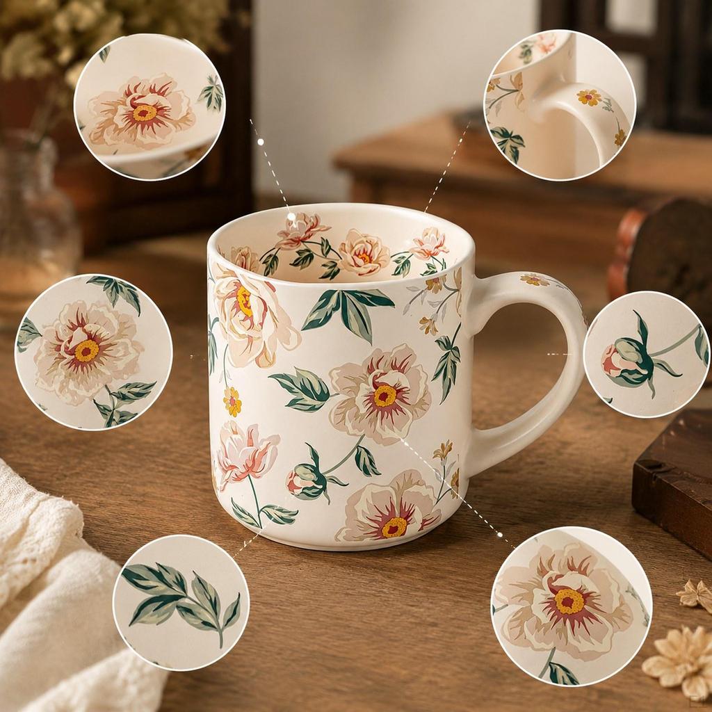 Cup 500ml Ceramic Coffee Mug Drinking Tea with Ergonomic Handle And Matte Finish for