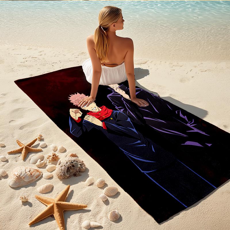 1Pc Jujutsu Kaisen Characters Beach Towel, Quick Dry, Multi-Use for Beach Pool Gym Yoga Home Travel, Christmas, Halloween, Xmas Gift M928156
