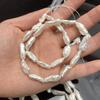 1Strand Natural Freshwater White Biwa Stick Pearl Beads 7x18-8x20mm 36cm Full Drilled Baroque Pearl Strand For Dangle Necklace Jewelry Making