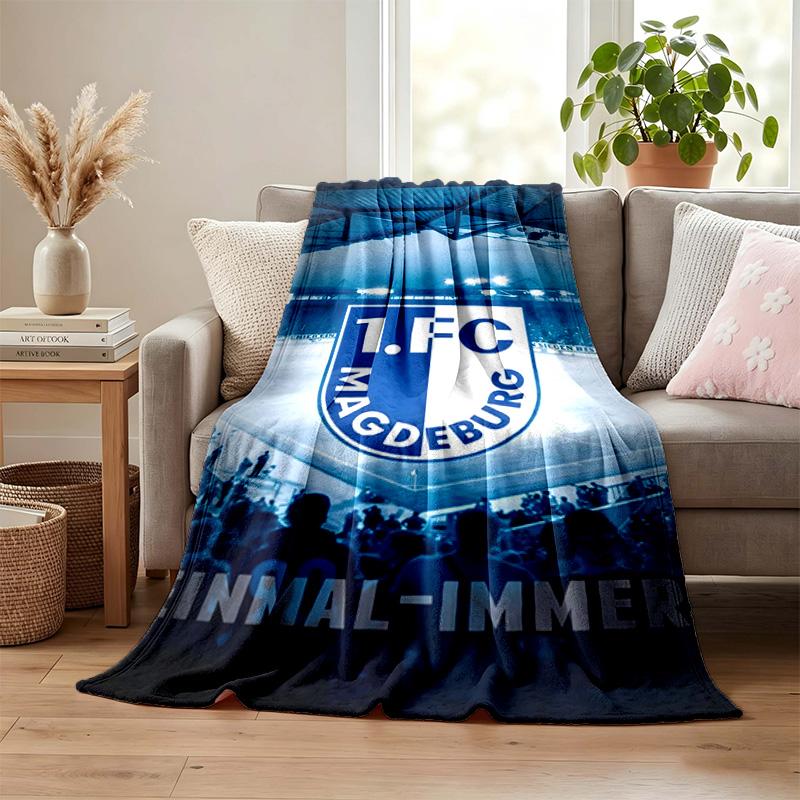 1. FC Magdeburg Decke Flanelldecke Weiche Gemütliche Plüschdecke für Sofa Bett Leichte Heimdekoration