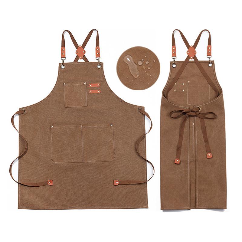 1 buc cu buzunare șorț la modă femeie bucătărie impermeabilă pânză bărbat haine de lucru ospătar restaurant profesionist