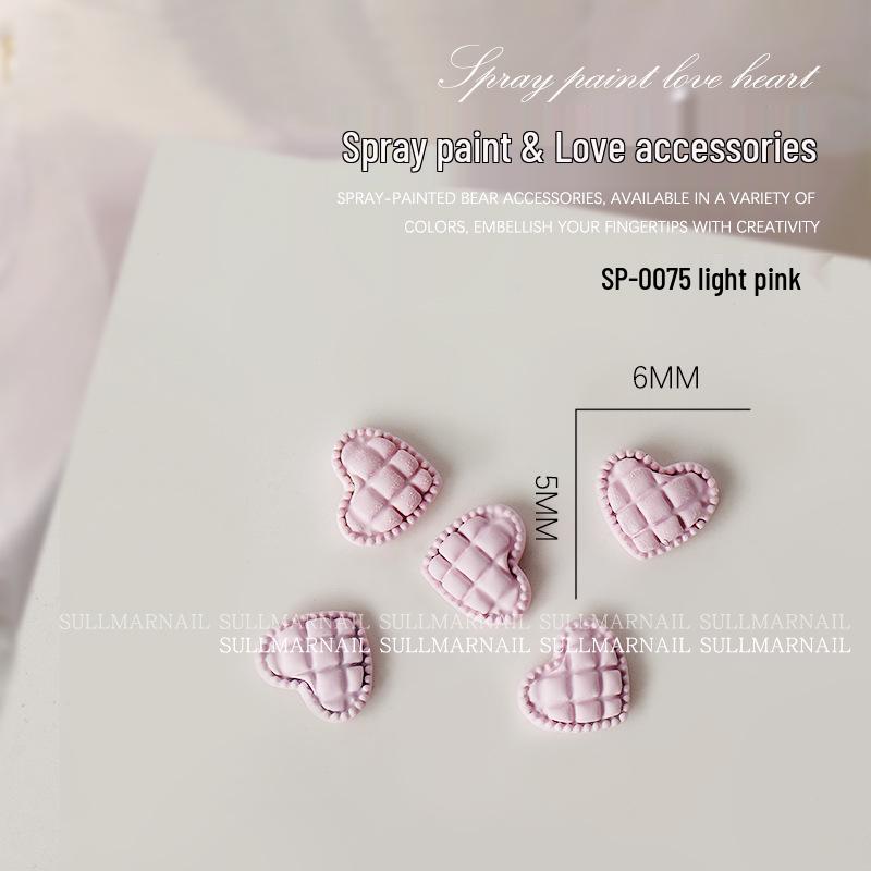 Nail Art Jewelry: Heart-Shaped Metal Cartoon Flat Bottom Spray Paint 3D Peach Heart Decorations (5 Pcs)