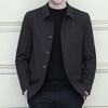 Mens Business Casual Turn Down Collar Long Sleeve Solid Spring Autumn Jacket