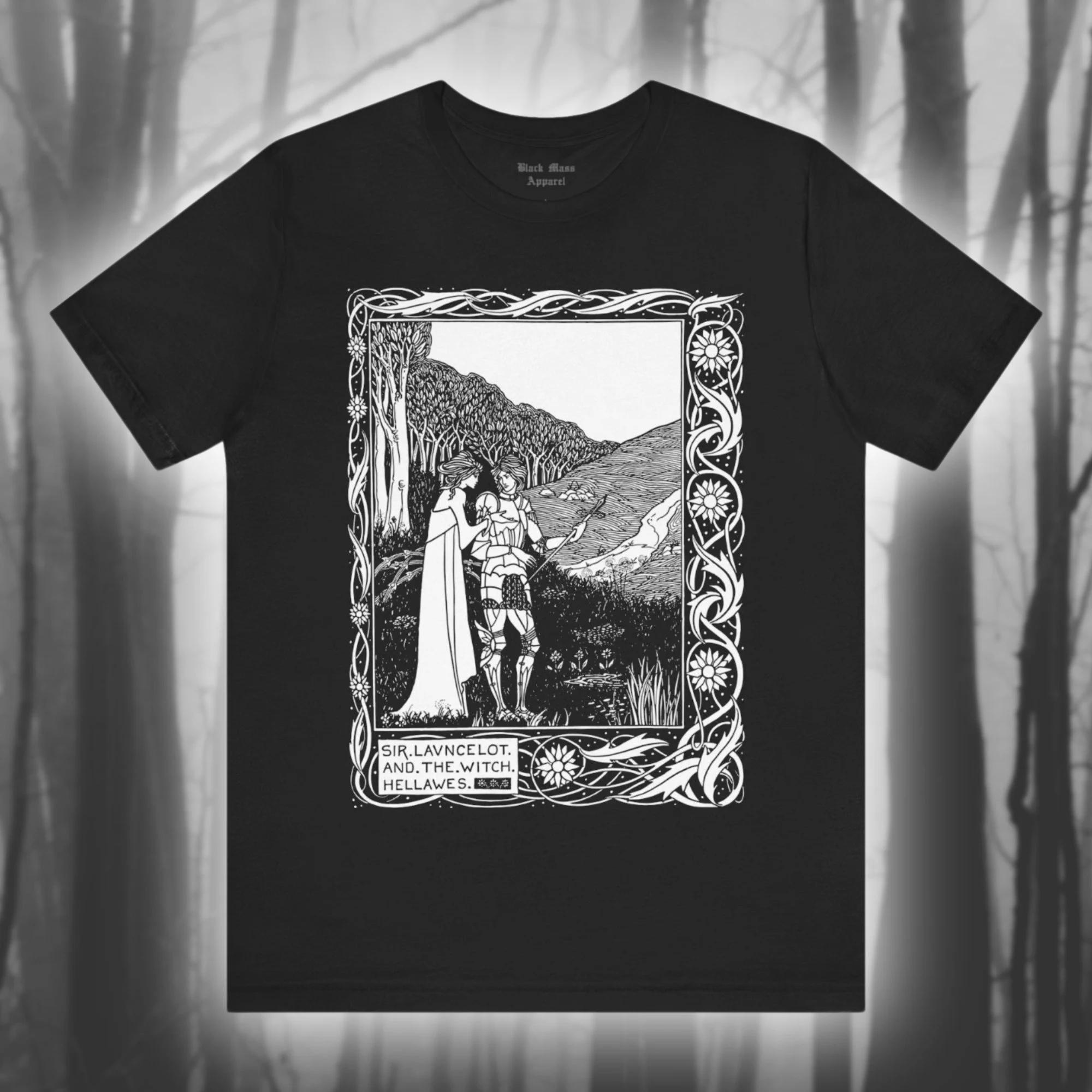 Sir Lancelot and The Witch Heravis Aubrey Beardsley T-shirt Vintage Art Tshirt New Art Men and Women Jersey Short Sleeve T-shirt S