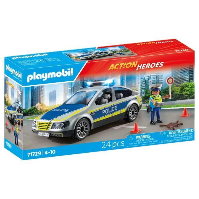 PLAYMOBIL 71729 Police car with siren and flashing light, Action Heroes, The policemen, 24 pieces, From 4 years