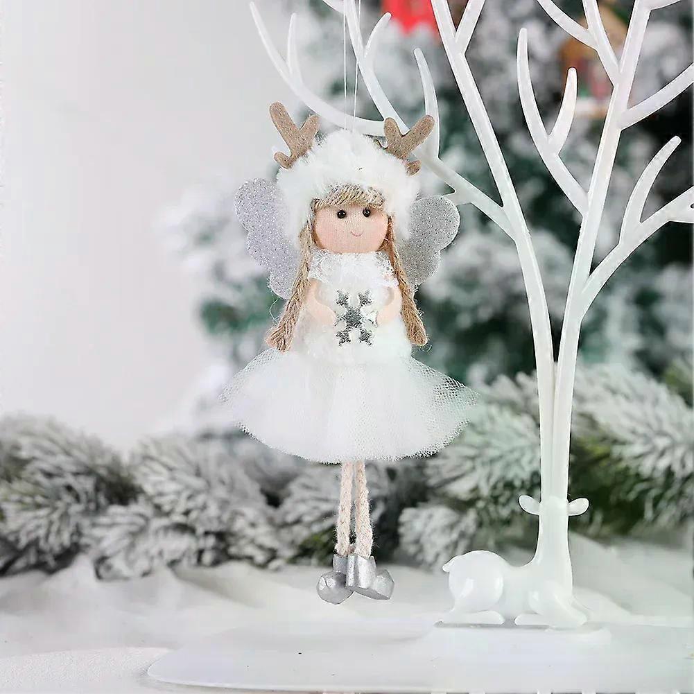 1pc 20*9CM Christmas Plush Angel Doll Pendant Cartoon Cute Gauze Skirt Girl Doll Xmas Tree Hanging Pendants Merry Christma Decor