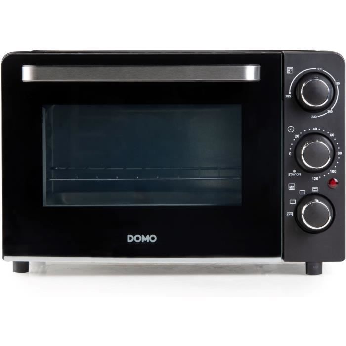 DOMO DO807GO mini elektrisk ovn - 20 L - svart - over- og undervarme - 120 min timer - 1300W