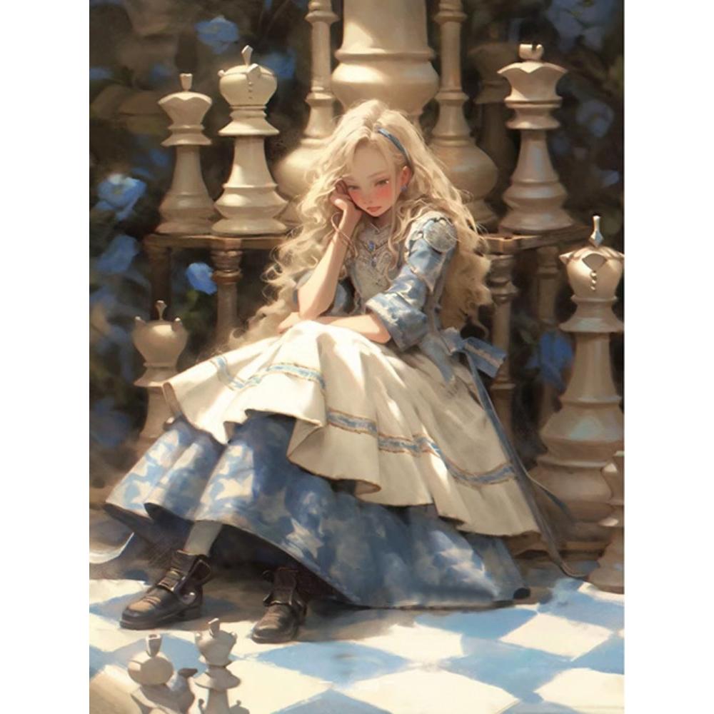 Alice in Wonderland Diamond Painting Art Mosaic Anime Girl Rose DIY Cross Stitch Kit 5D Full Drill Home Decor