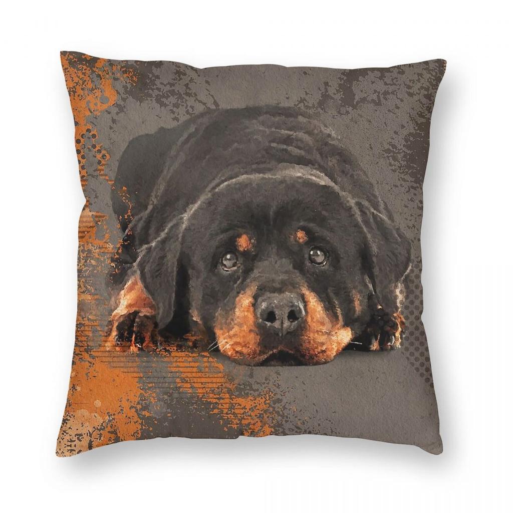 Cute Rottweiler Metzgerhund Square Pillowcase Polyester Linen Velvet Pattern Zip Decorative Bed Cushion Cover
