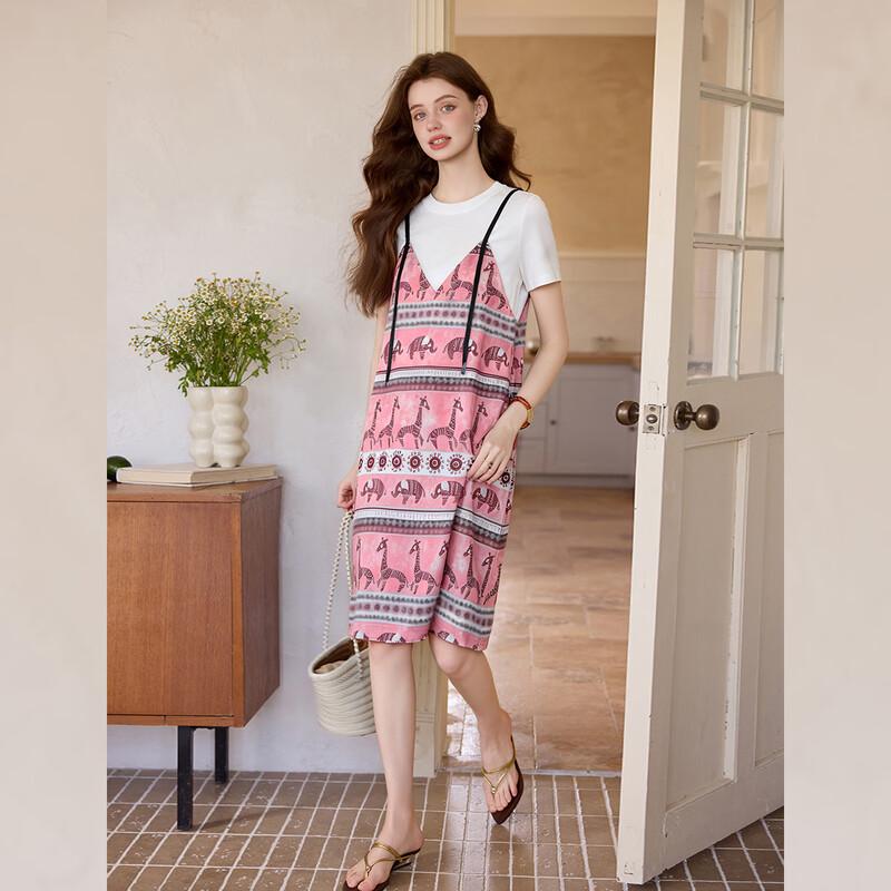 Elegant Summer Faux Two-Piece French Dress