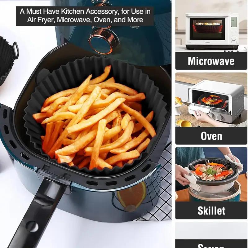 Silicone Air Fryer Pot Tray Food Safe Reusable Round BBQ Barbecue Pad Plate Airfryer Oven Baking Mold Basket Pan for Kitchen
