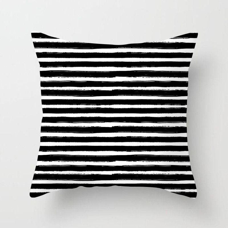 Geometric Cushion Cover Throw Pillow Case Dotted Grid Triangular Art White Black