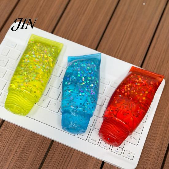 Safe Stress Relief Toy Clear Toothpaste Tube Squeeze Toy, Star Glitter Anti-stress Hand Slow Rising Soft Transparent Sensory