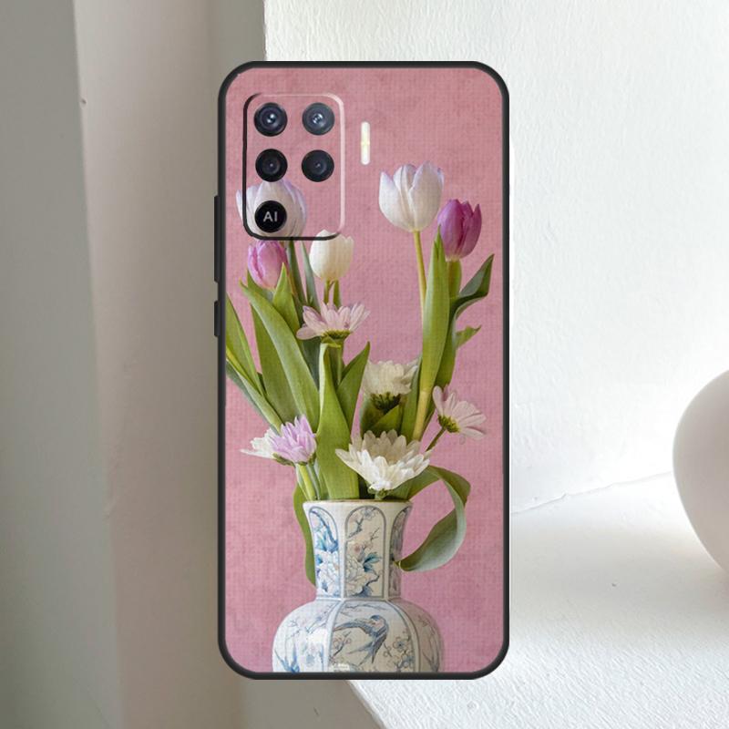 Tulips Flower Spring For OPPO A78 A98 A18 A38 A58 A5 A6 Pro A15 A17 A57 A16 A76 A96 A54 A74 A94 A40 A60 A80 Case