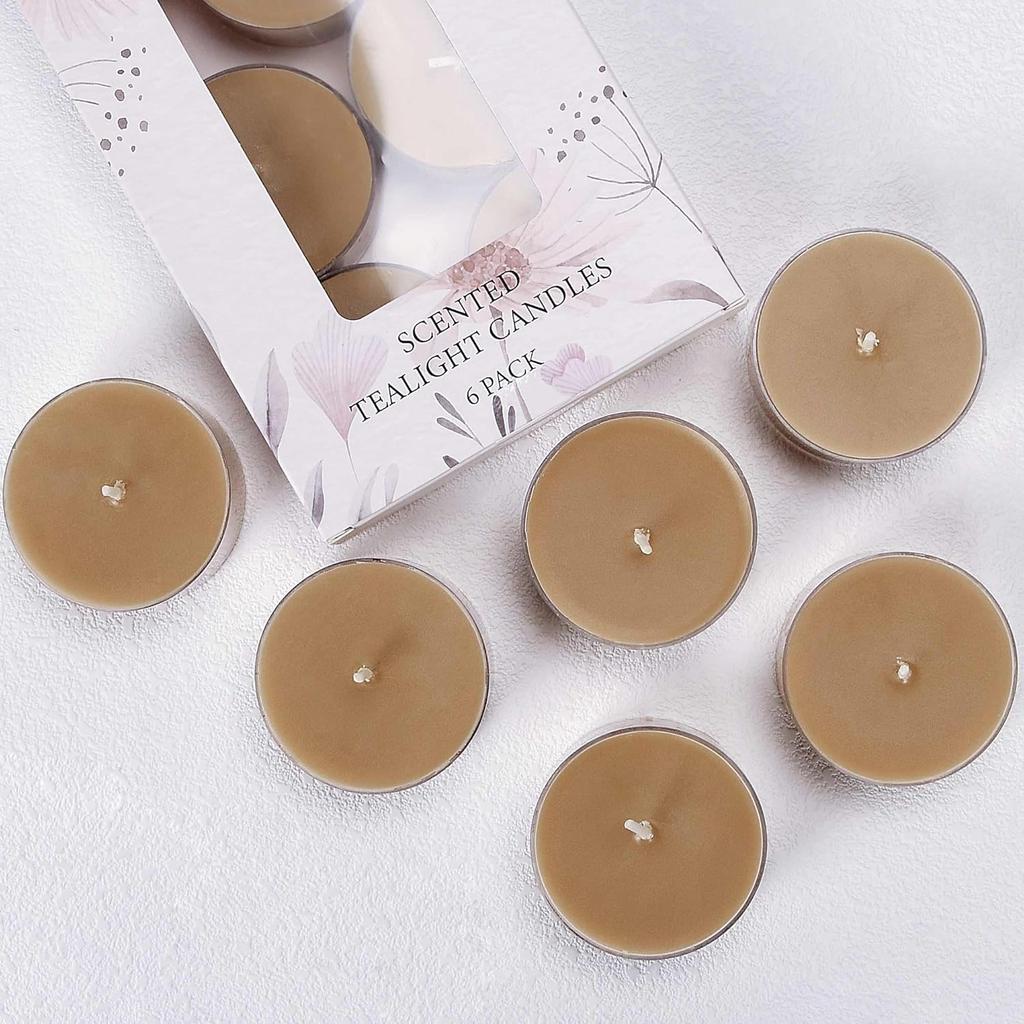 Scented Tealight Candles, Natural Soy Tea Lights Candle with Coffee Essential Oil, Handmade Extra-Large Tealights - 8 Hours Long Burn Time for Home