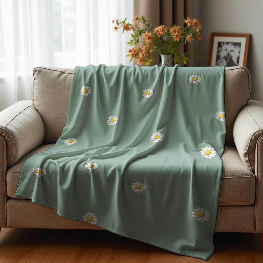 Royal Blue Tropical Bold Flower Cartoon Anime Print Flannel Blanket Soft Warm Throw for Kids Bedroom Sofa Christmas Office Car
