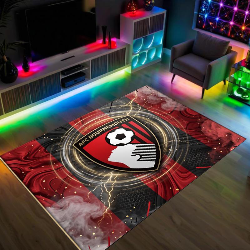 Bournemouth Football Design Crystal Velvet Carpet Cozy Non?Slip Printed Rug For Bedroom Living Room Entrance