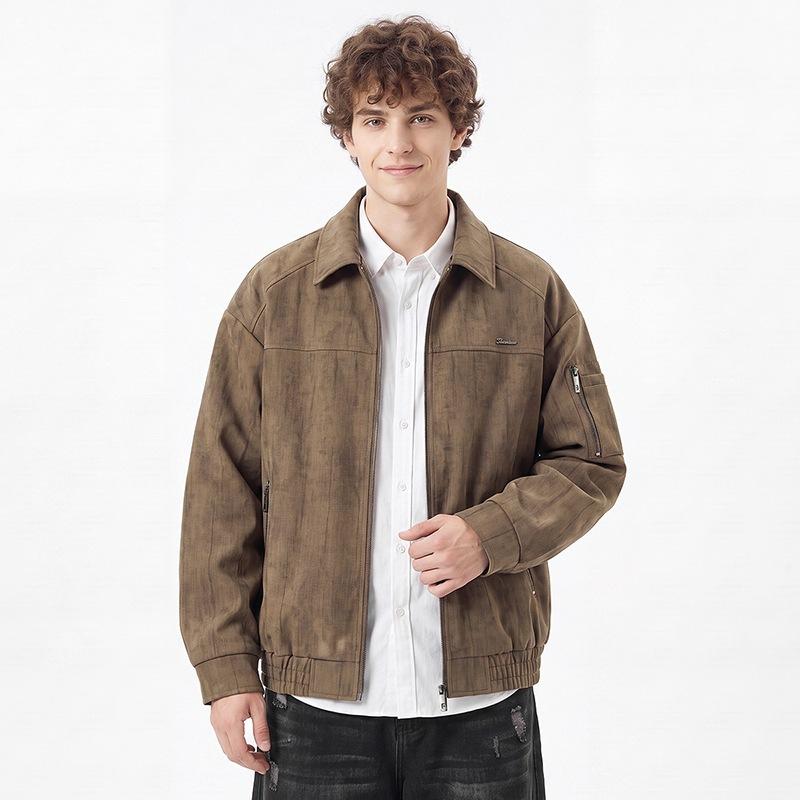 American trendy leather jacket men's new men's leather jacket casual wear simple versatile top