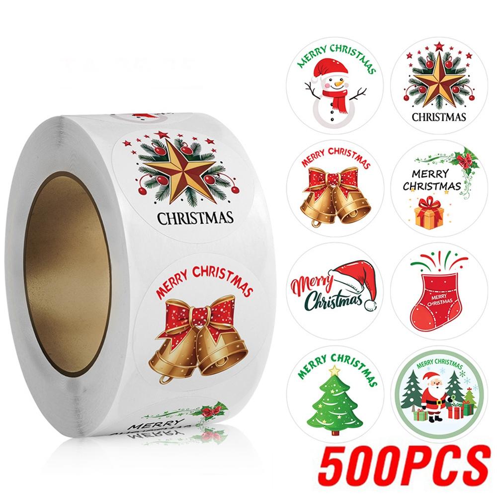 100-500pcs Merry Christmas Stickers 1Inch Round Christmas Seal Labels Stickers For Handmade Sticker Card Box Package Labels