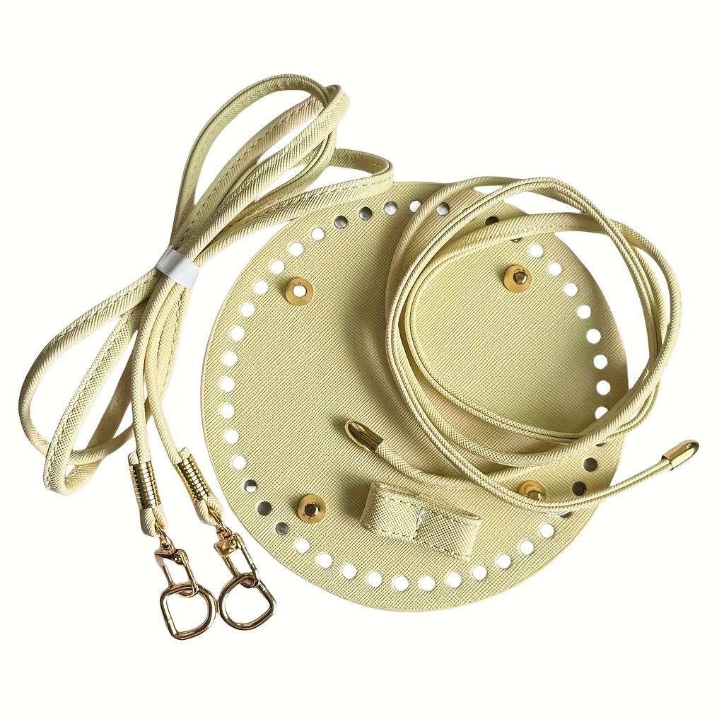 3Pcs DIY crochet dumpling bag accessory set - adjustable shoulder strap, zipper, and durable faux leather base