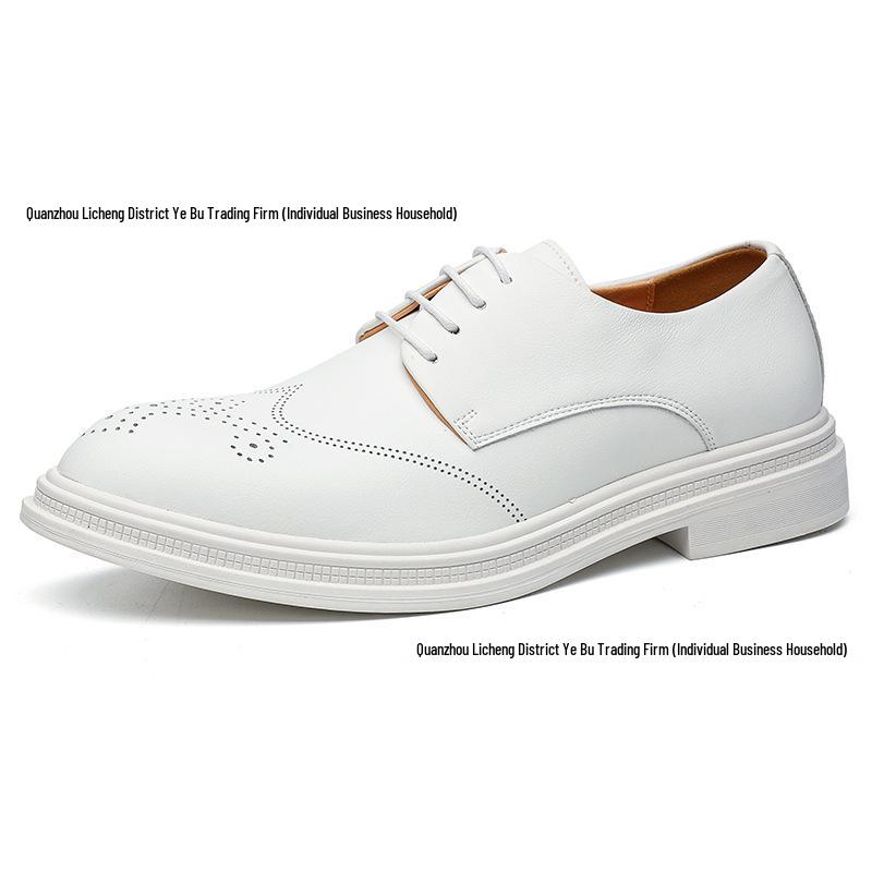 

Мужские кожаные туфли на шнуровке с резным узором и заостренным носком – Формальные и повседневные белые туфли в британском стиле 48 белый