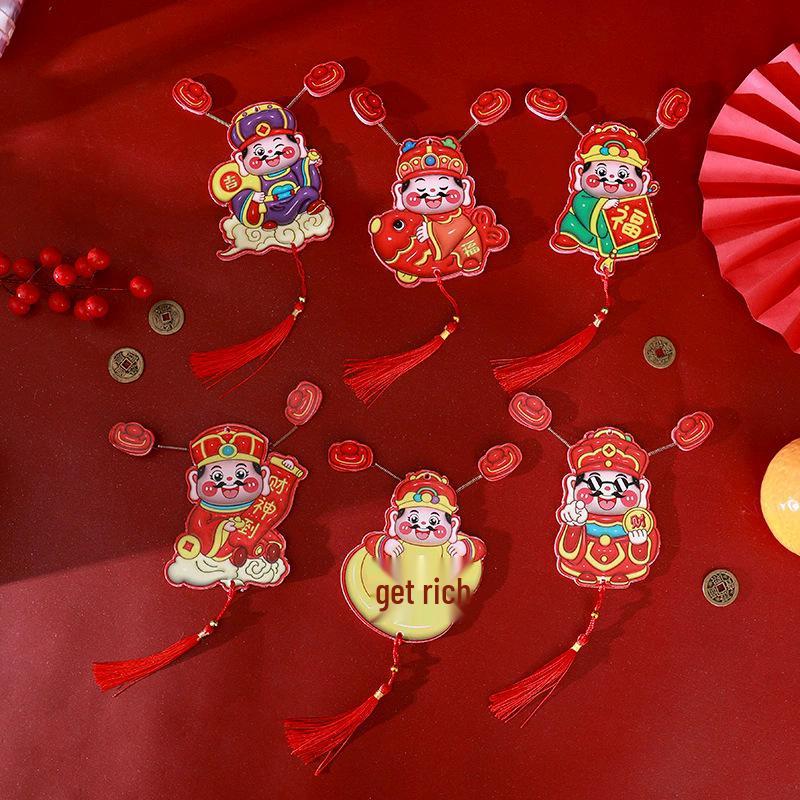 2026 God of Wealth Refrigerator Magnet: Festive New Year Hanging Ornament for Home Decoration